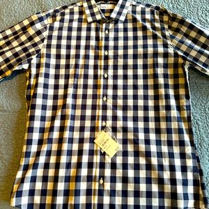 NWT Nordstrom Rack Slim Fit -Navy and White Long Sleeve Dress Shirt 16.5 34-35